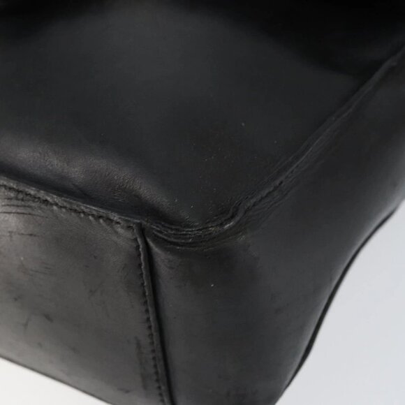 GUCCI Web Sherry Line Shoulder Bag Leather Black Gold Red Auth 154664 - Picture 11 of 15